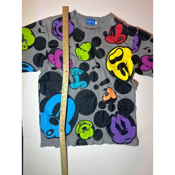 Tokyo Disney Resort Mickey Mouse All Over Print Colorful T-Shirt Grey Size LL - Picture 8 of 8